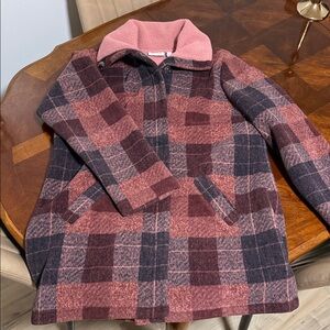 Cozy Plaid Pink and Black Teddy Jacket